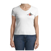 White V-Neck Day Trading Rock Star Embroidery