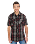 Men's Short-Sleeve Plaid Pattern Woven Shirt