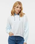 Women's Sueded Fleece Colorblocked Crop Hooded Sweatshirt